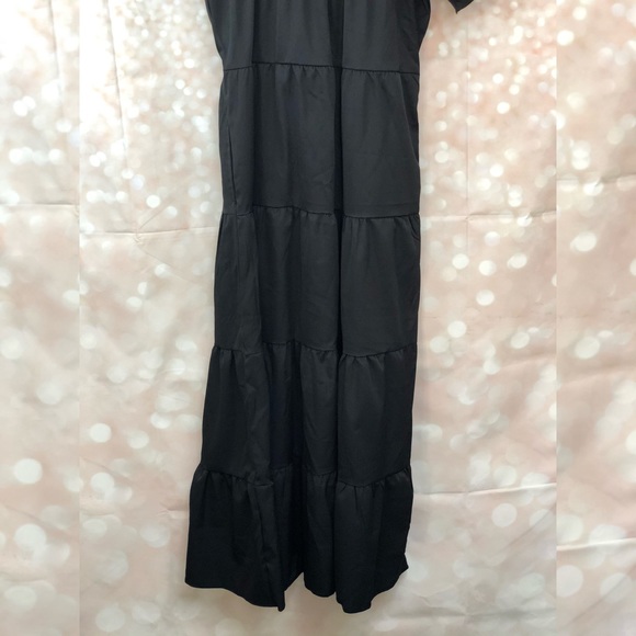 NEW Black Tiered Off-the-Shoulder Maxi Dress - Picture 5 of 7
